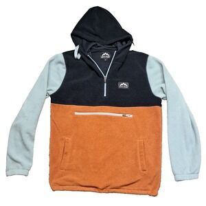 Massive Outdoor Fleece Hoodie Mens Sz Small Colorblock Pullover 1/4 Zip Kangaroo